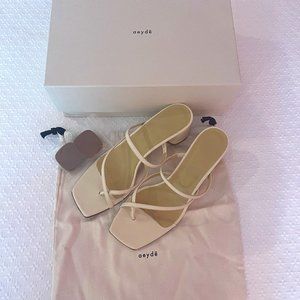 Aeyde Larissa Mule Sandal - Leather Cream - Size 8.5 (EUR 38.5)